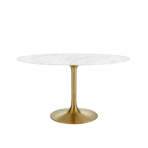 Oval Tulip Dining Table - Gold Base