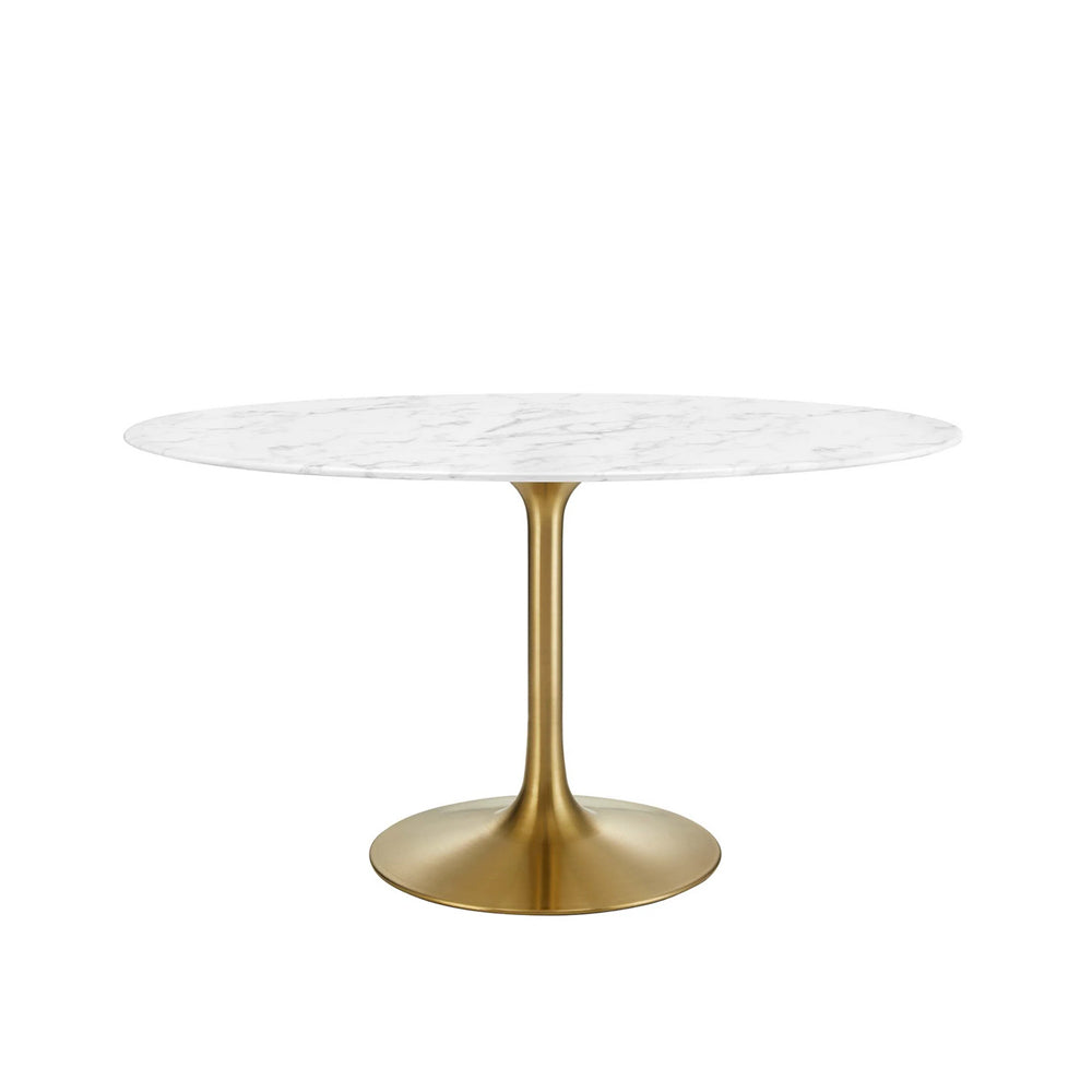 Oval Tulip Dining Table - Gold Base