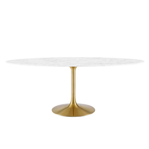 Oval Tulip Dining Table - Gold Base