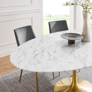 Oval Tulip Dining Table - Gold Base