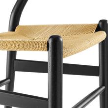 Load image into Gallery viewer, Wishbone Chair - Black with Natural Rope Seat