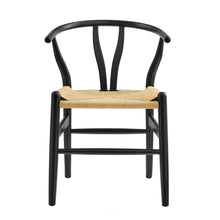 Load image into Gallery viewer, Wishbone Chair - Black with Natural Rope Seat