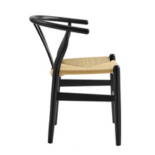 Load image into Gallery viewer, Wishbone Chair - Black with Natural Rope Seat