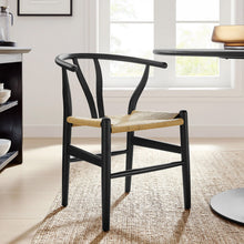 Load image into Gallery viewer, Wishbone Chair - Black with Natural Rope Seat