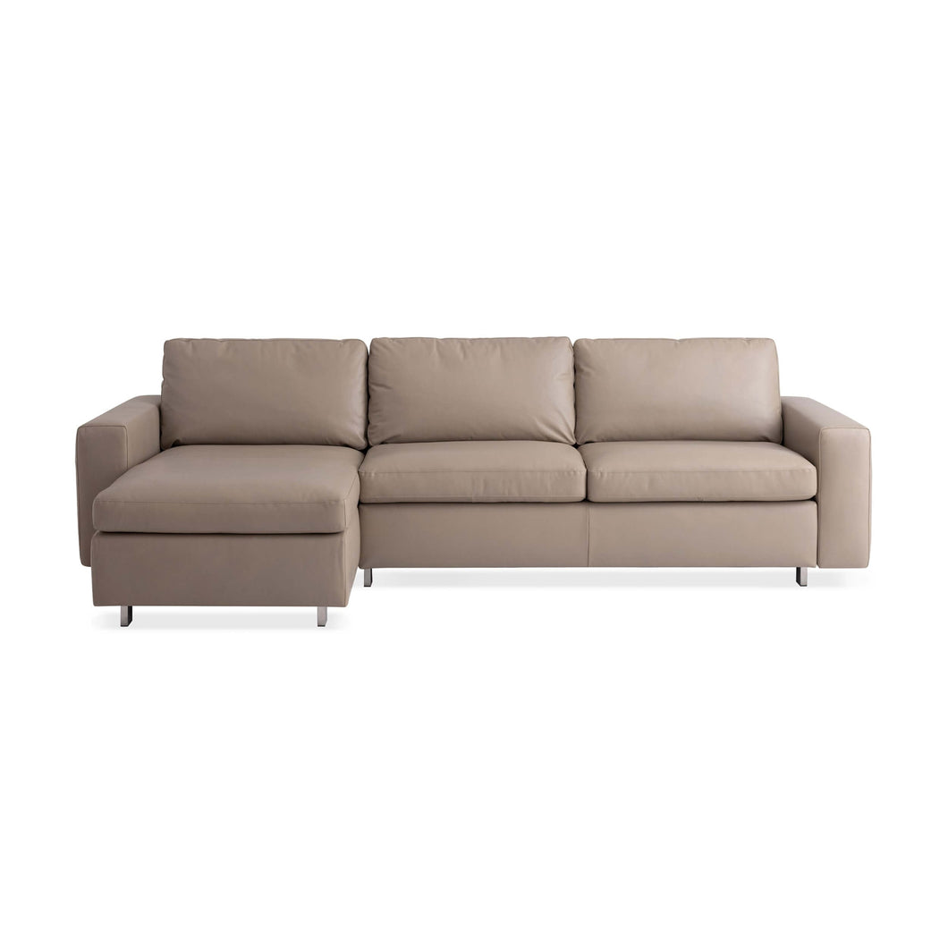 Reva 2-Piece Sectional Sleeper Sofa with Storage Chaise - Leather - Hausful - Modern Furniture, Lighting, Rugs and Accessories (4470238838819)