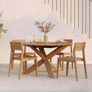 Teak Circle Outdoor Dining Table - Hausful